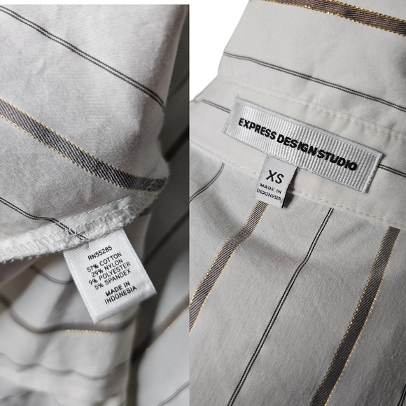 Express White and Gold Striped Blouse - Picture 5 of 5